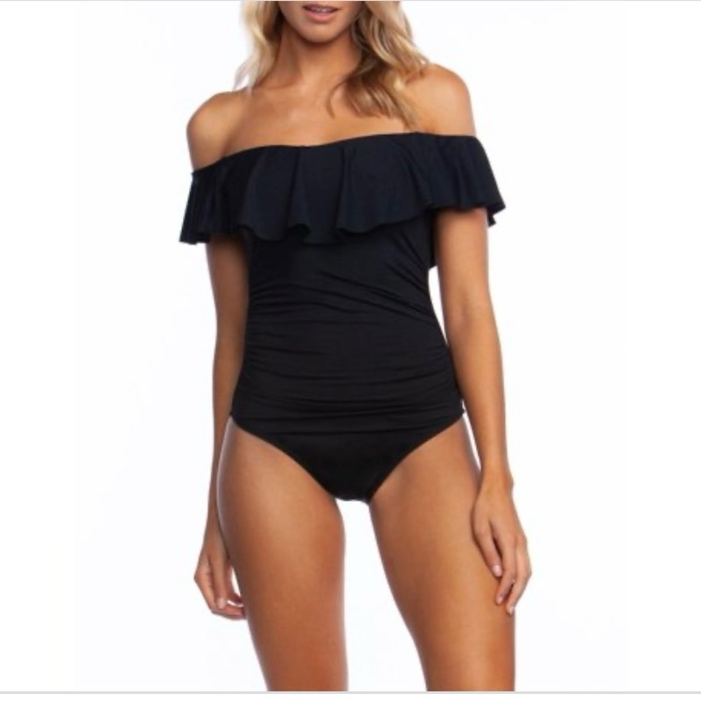 La Blanca Black Off-Shoulder One Piece Swimsuit